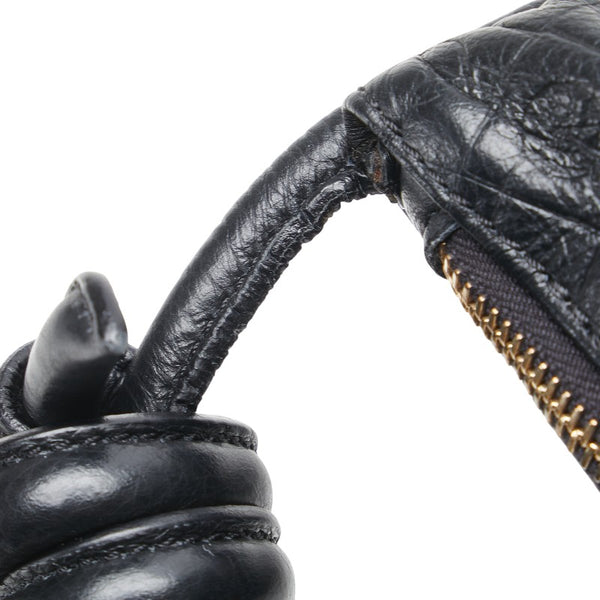 ゲラルディーニ ロゴ型押し ハンドバッグ ワンショルダーバッグ ブラック レザー レディース GHERARDINI 【中古】