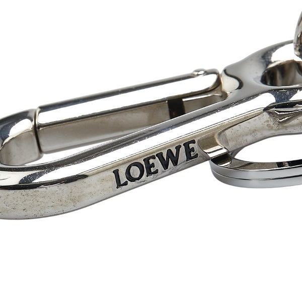 ロエベ ノット チャーム キーリング キーホルダー ネイビー レザー レディース LOEWE 【中古】