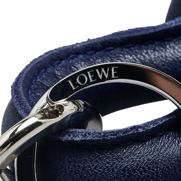 ロエベ ノット チャーム キーリング キーホルダー ネイビー レザー レディース LOEWE 【中古】