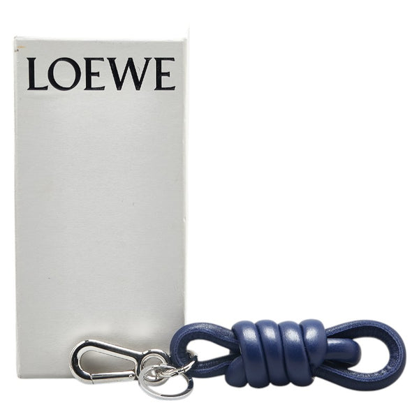 ロエベ ノット チャーム キーリング キーホルダー ネイビー レザー レディース LOEWE 【中古】