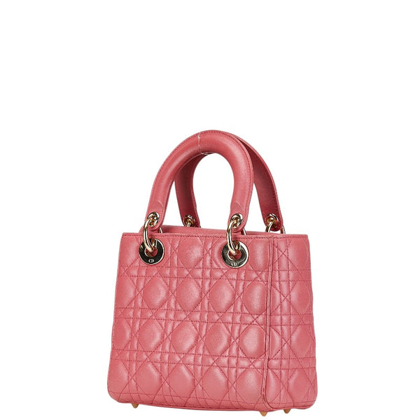 ディオール レディディオール カナージュ ハンドバッグ ショルダーバッグ 2WAY ピンク レザー レディース Dior 【中古】