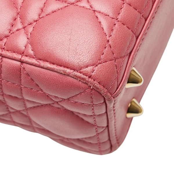 ディオール レディディオール カナージュ ハンドバッグ ショルダーバッグ 2WAY ピンク レザー レディース Dior 【中古】