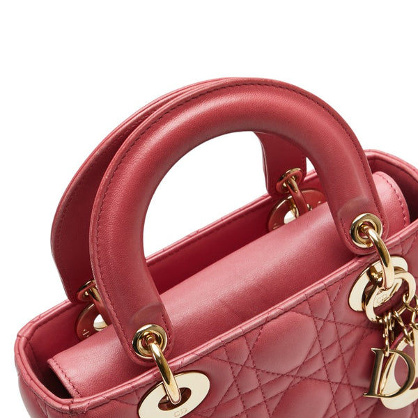 ディオール レディディオール カナージュ ハンドバッグ ショルダーバッグ 2WAY ピンク レザー レディース Dior 【中古】