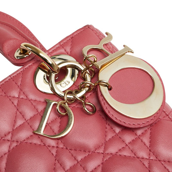 ディオール レディディオール カナージュ ハンドバッグ ショルダーバッグ 2WAY ピンク レザー レディース Dior 【中古】