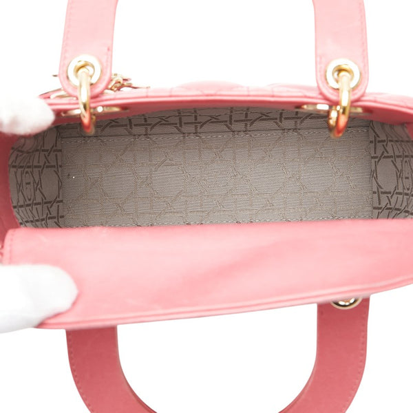 ディオール レディディオール カナージュ ハンドバッグ ショルダーバッグ 2WAY ピンク レザー レディース Dior 【中古】