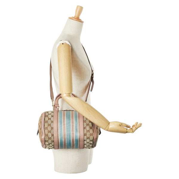 グッチ GGキャンバス ハンドバッグ ショルダーバッグ 2WAY 269876 ベージュ ピンク キャンバス レザー レディース GUCCI 【中古】