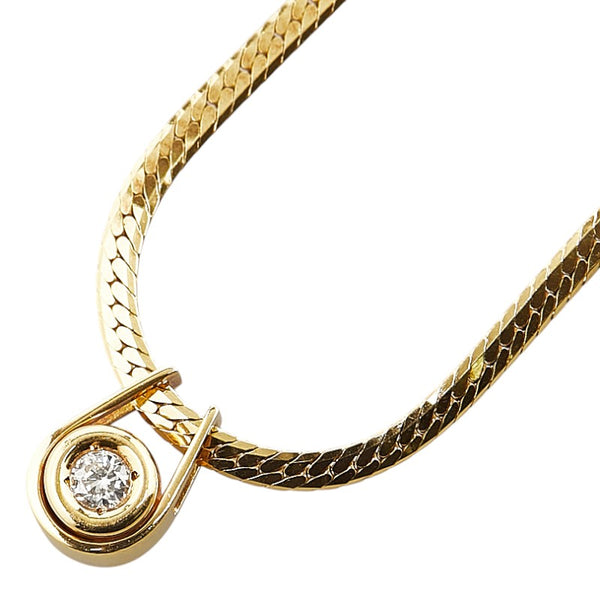 K18YG イエローゴールド ダイヤ0.10ct ホースシュー 馬蹄 モチーフ 喜平 ネックレス レディース 【中古】