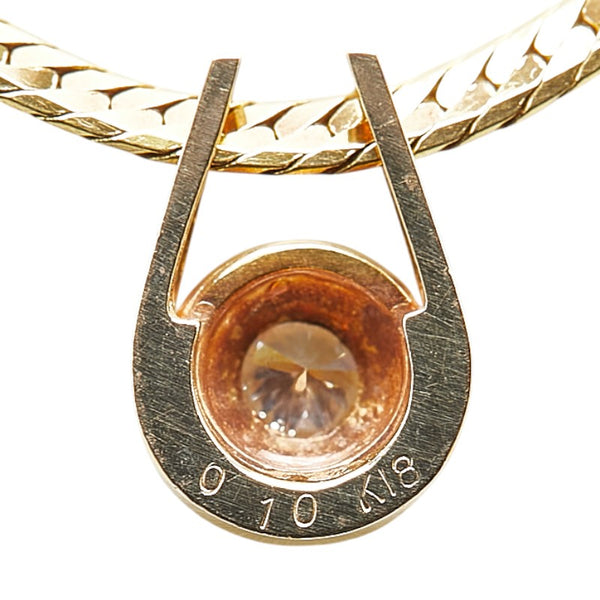 K18YG イエローゴールド ダイヤ0.10ct ホースシュー 馬蹄 モチーフ 喜平 ネックレス レディース 【中古】