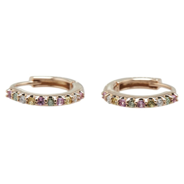 ポンテヴェキオ K18PG ピンクゴールド サファイア0.12ct ダイヤ0.04ct フープピアス レディース Ponte Vecchio 【中古】