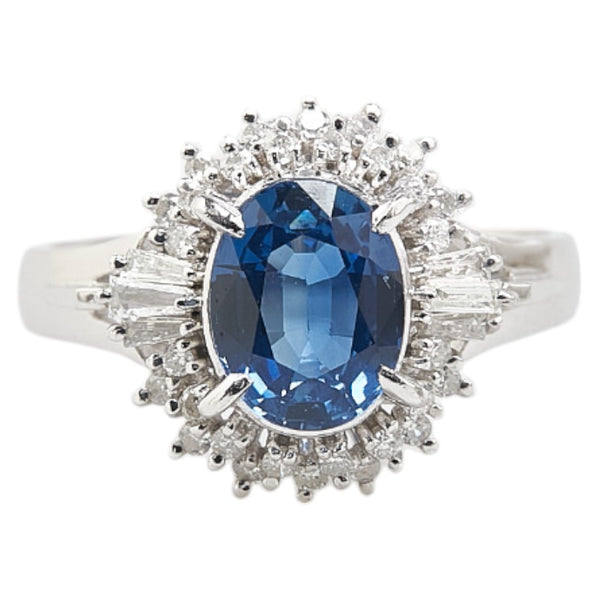 Pt900 プラチナ サファイア1.77ct ダイヤ0.32ct リング 指輪 レディース 12号 【中古】