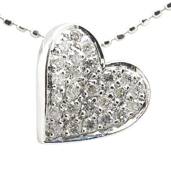 ヴァンドーム K18WG ホワイトゴールド ダイヤ0.22ct ハート モチーフ ネックレス レディース VANDOME 【中古】