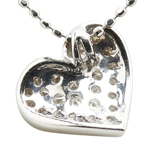 ヴァンドーム K18WG ホワイトゴールド ダイヤ0.22ct ハート モチーフ ネックレス レディース VANDOME 【中古】