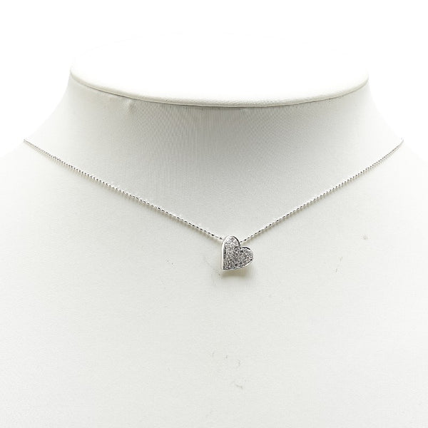 ヴァンドーム K18WG ホワイトゴールド ダイヤ0.22ct ハート モチーフ ネックレス レディース VANDOME 【中古】