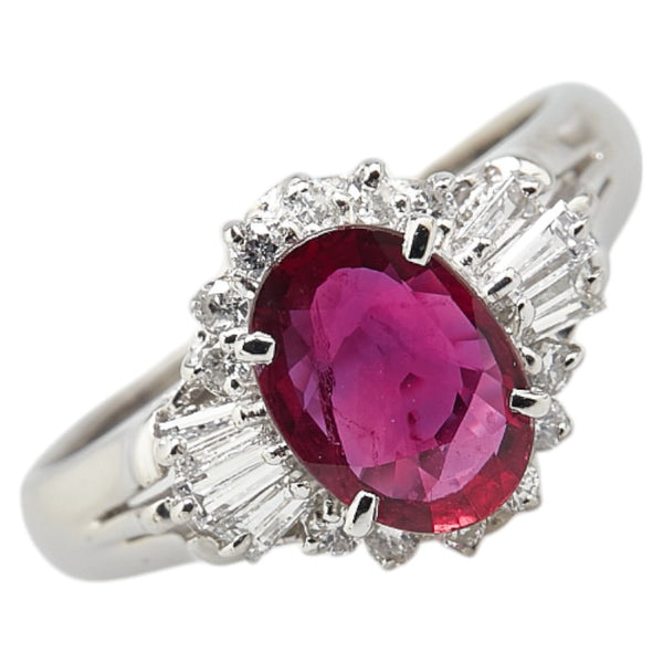 Pt850 プラチナ ルビー1.31ct ダイヤ0.41ct リング 指輪 レディース 13.5号 【中古】