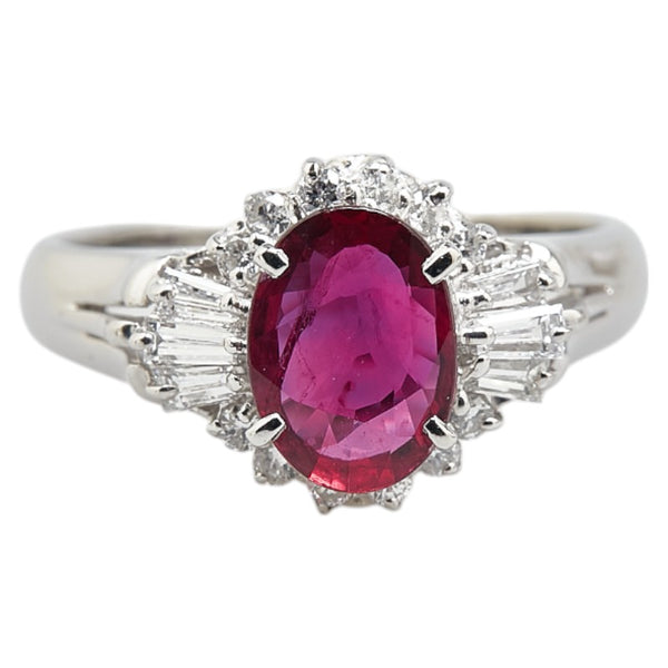 Pt850 プラチナ ルビー1.31ct ダイヤ0.41ct リング 指輪 レディース 13.5号 【中古】