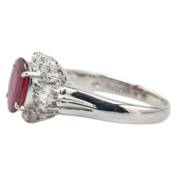 Pt850 プラチナ ルビー1.31ct ダイヤ0.41ct リング 指輪 レディース 13.5号 【中古】