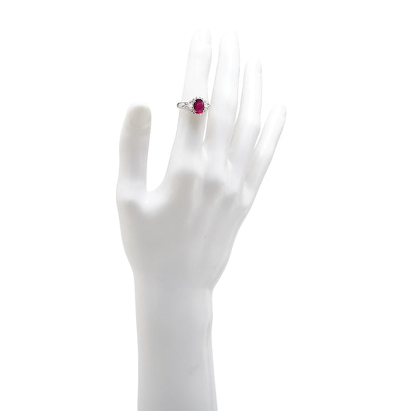Pt850 プラチナ ルビー1.31ct ダイヤ0.41ct リング 指輪 レディース 13.5号 【中古】