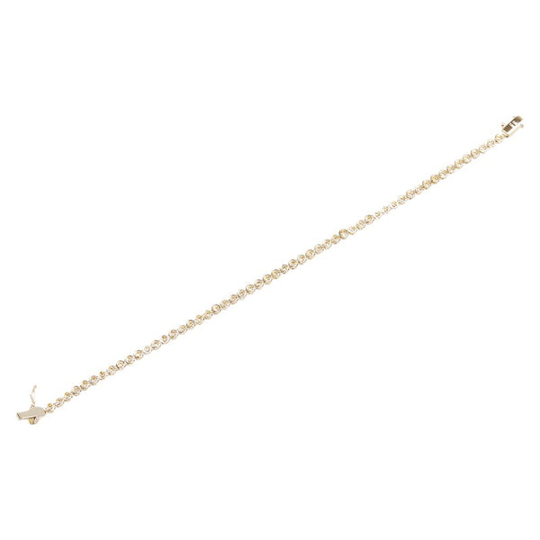 K18YG イエローゴールド ダイヤ1.40ct テニス チェーン ブレスレット レディース 【中古】