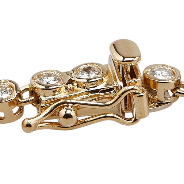 K18YG イエローゴールド ダイヤ1.40ct テニス チェーン ブレスレット レディース 【中古】