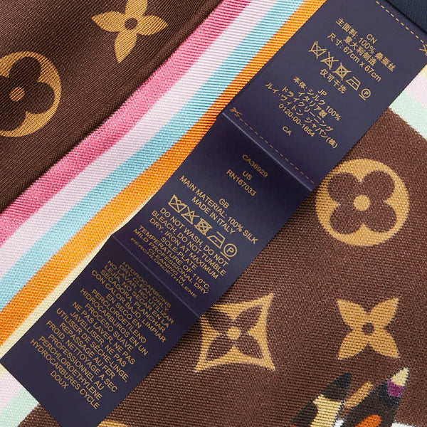 ルイ ヴィトン ×村上隆 カレ70 スーパーフラット スカーフ M96273 ブラウン マルチカラー シルク メンズ LOUIS VUITTON 【中古】