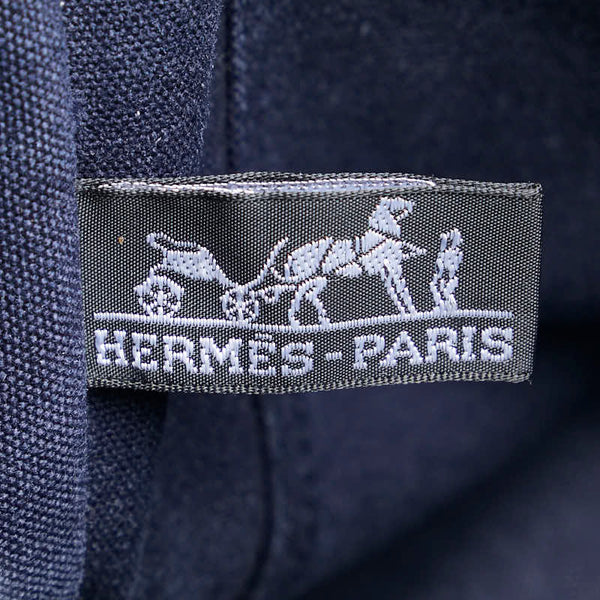 エルメス フールトゥMM ハンドバッグ トートバッグ ネイビー ブラウン キャンバス レディース HERMES 【中古】