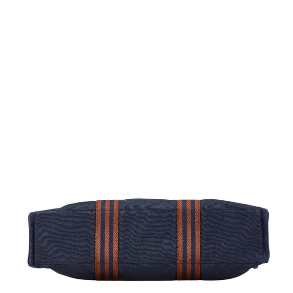 エルメス フールトゥMM ハンドバッグ トートバッグ ネイビー ブラウン キャンバス レディース HERMES 【中古】