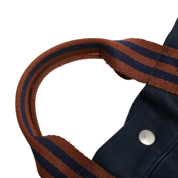 エルメス フールトゥMM ハンドバッグ トートバッグ ネイビー ブラウン キャンバス レディース HERMES 【中古】