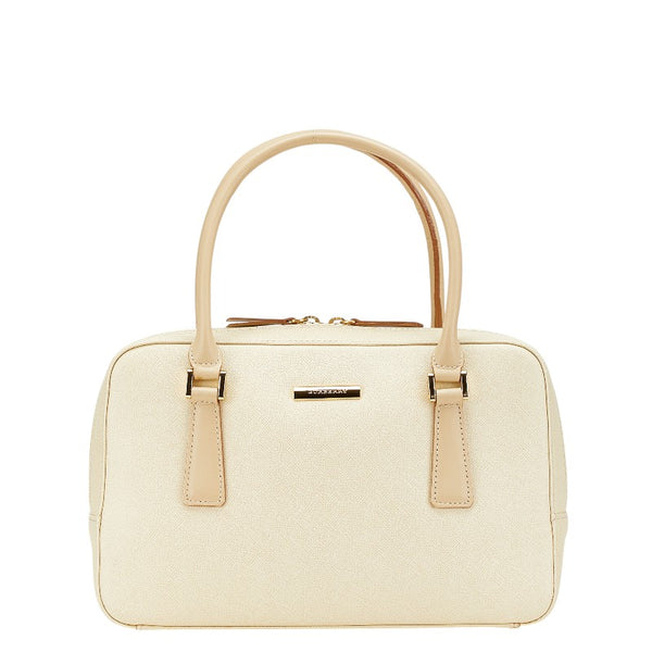 バーバリー ノバチェック ハンドバッグ アイボリー ベージュ レザー レディース BURBERRY 【中古】