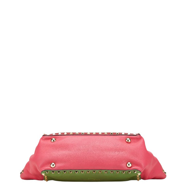 ヴァレンティノ ロックスタッズ ハンドバッグ ショルダーバッグ 2WAY ピンク レッド グリーン レザー レディース VALENTINO 【中古】