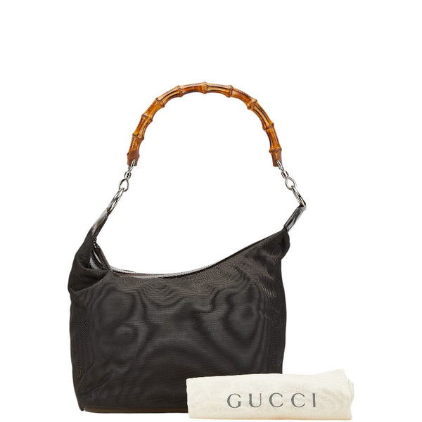 グッチ バンブー ハンドバッグ 000 1075 ブラウン ナイロン レザー レディース GUCCI 【中古】