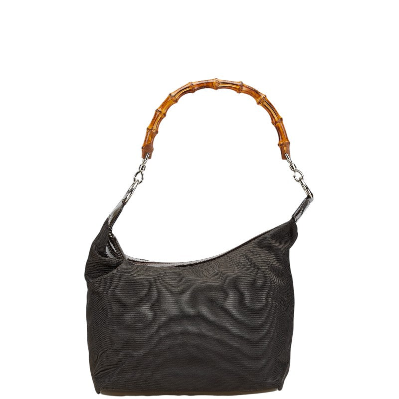 グッチ バンブー ハンドバッグ 000 1075 ブラウン ナイロン レザー レディース GUCCI 【中古】
