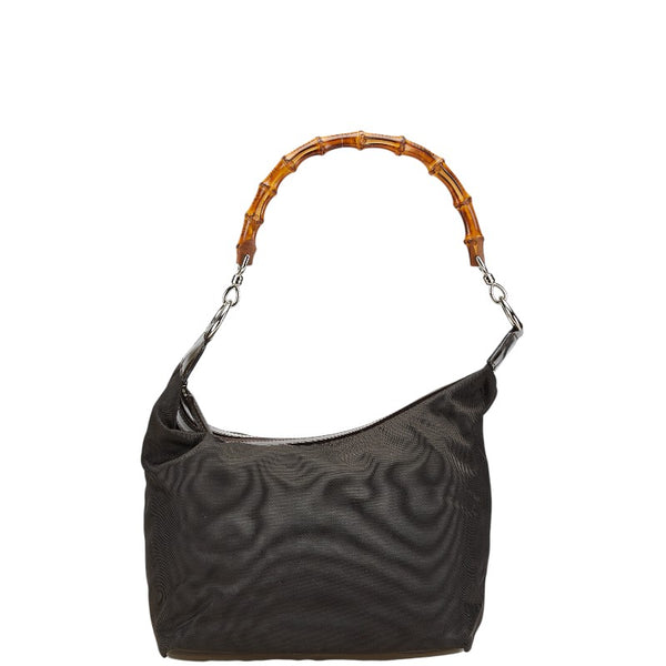 グッチ バンブー ハンドバッグ 000 1075 ブラウン ナイロン レザー レディース GUCCI 【中古】