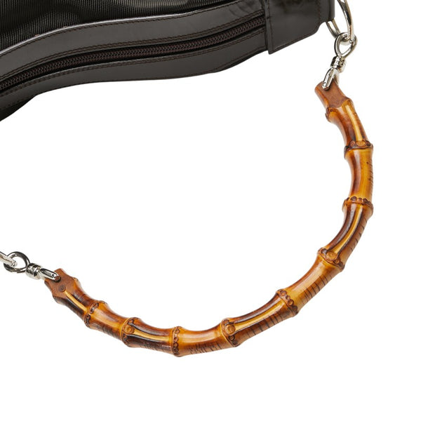 グッチ バンブー ハンドバッグ 000 1075 ブラウン ナイロン レザー レディース GUCCI 【中古】