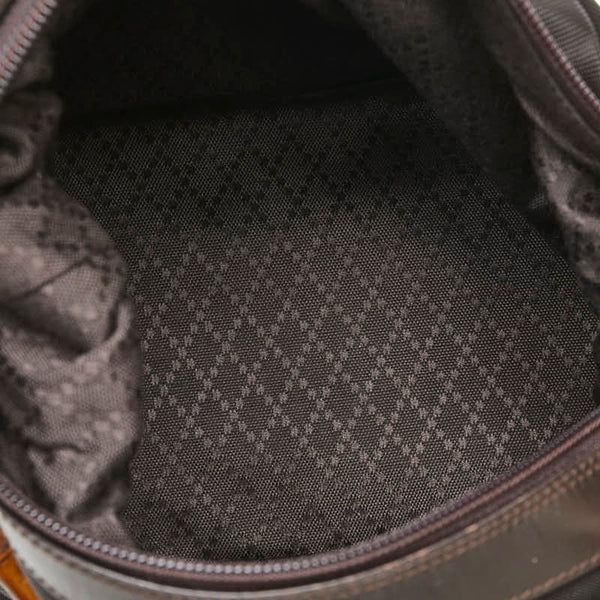 グッチ バンブー ハンドバッグ 000 1075 ブラウン ナイロン レザー レディース GUCCI 【中古】