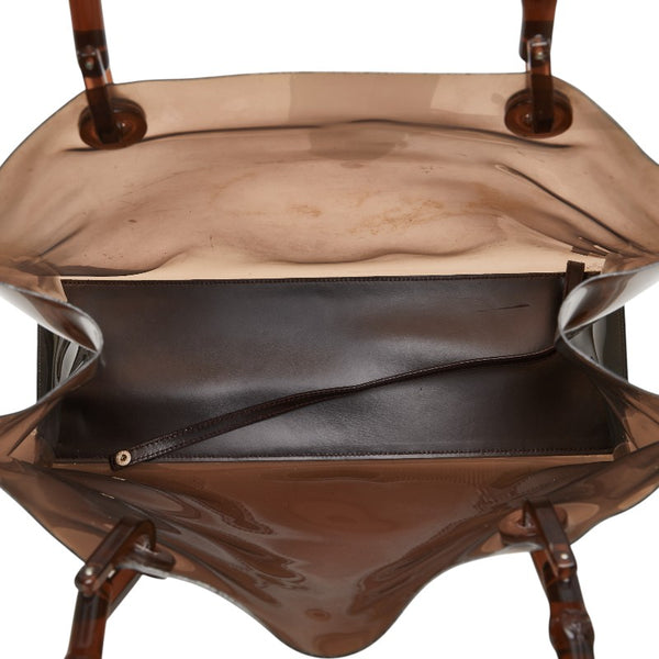 グッチ バンブー ハンドバッグ 002 1013 1011 ブラウン ビニール レザー プラスチック レディース GUCCI 【中古】