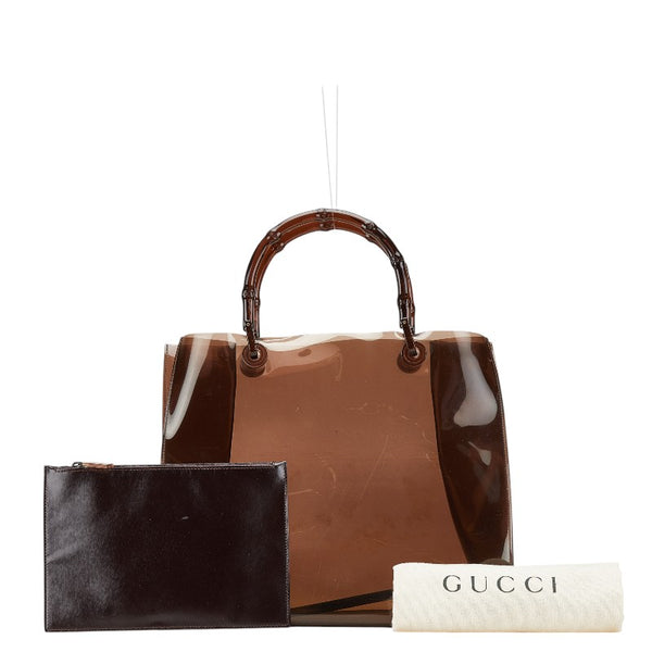 グッチ バンブー ハンドバッグ 002 1013 1011 ブラウン ビニール レザー プラスチック レディース GUCCI 【中古】