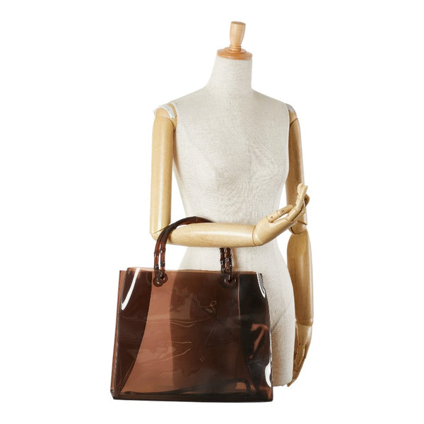 グッチ バンブー ハンドバッグ 002 1013 1011 ブラウン ビニール レザー プラスチック レディース GUCCI 【中古】
