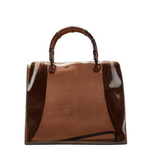 グッチ バンブー ハンドバッグ 002 1013 1011 ブラウン ビニール レザー プラスチック レディース GUCCI 【中古】
