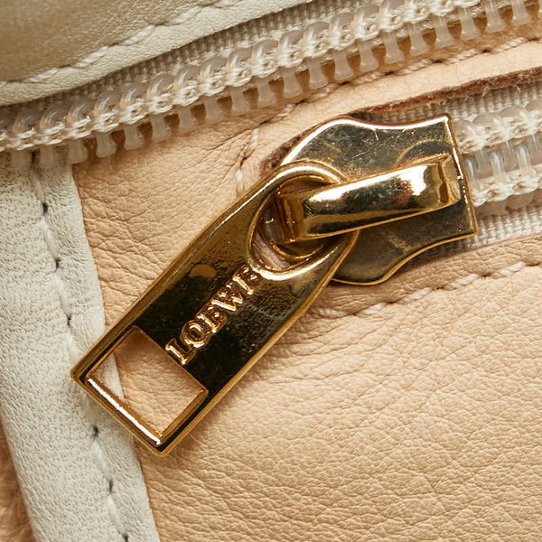 ロエベ アナグラム パンチング ワンショルダーバッグ ブラウン ホワイト レザー スエード レディース LOEWE 【中古】