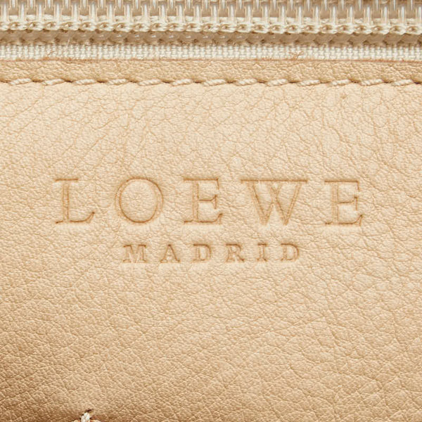 ロエベ アナグラム パンチング ワンショルダーバッグ ブラウン ホワイト レザー スエード レディース LOEWE 【中古】
