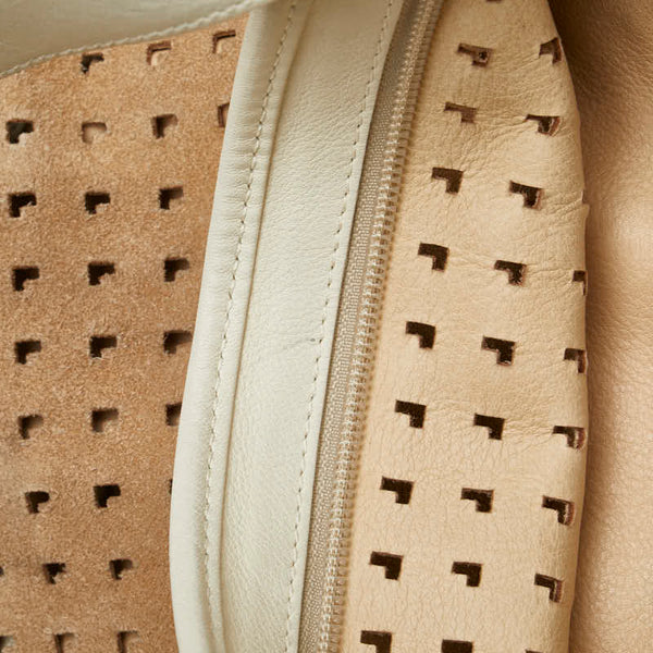 ロエベ アナグラム パンチング ワンショルダーバッグ ブラウン ホワイト レザー スエード レディース LOEWE 【中古】