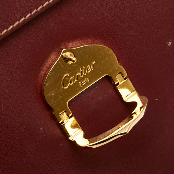 カルティエ マストライン 斜め掛け ショルダーバッグ ボルドー レザー レディース CARTIER 【中古】