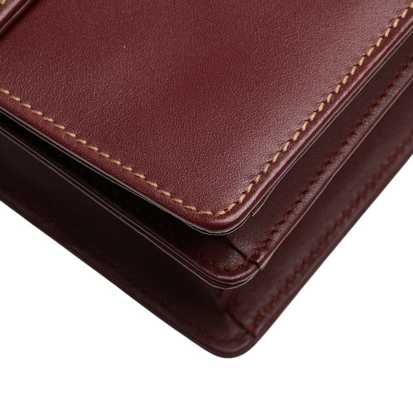 カルティエ マストライン 斜め掛け ショルダーバッグ ボルドー レザー レディース CARTIER 【中古】