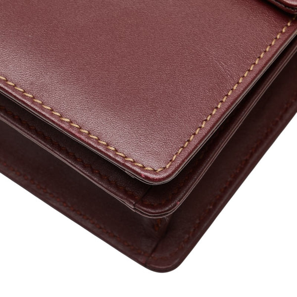カルティエ マストライン 斜め掛け ショルダーバッグ ボルドー レザー レディース CARTIER 【中古】