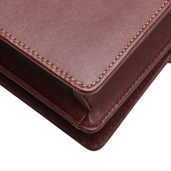 カルティエ マストライン 斜め掛け ショルダーバッグ ボルドー レザー レディース CARTIER 【中古】