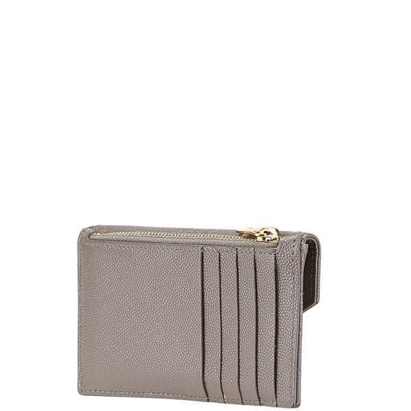 サンローラン YSLロゴ カサンドラ フラグメント カードケース グレー レザー レディース SAINT LAURENT 【中古】