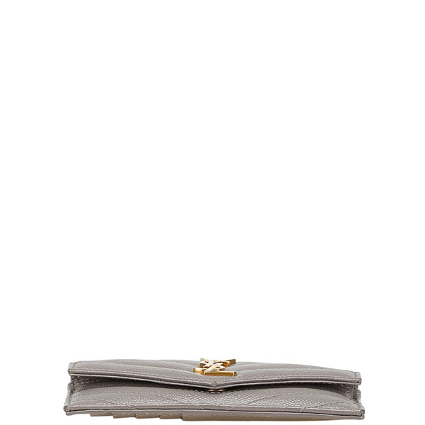 サンローラン YSLロゴ カサンドラ フラグメント カードケース グレー レザー レディース SAINT LAURENT 【中古】