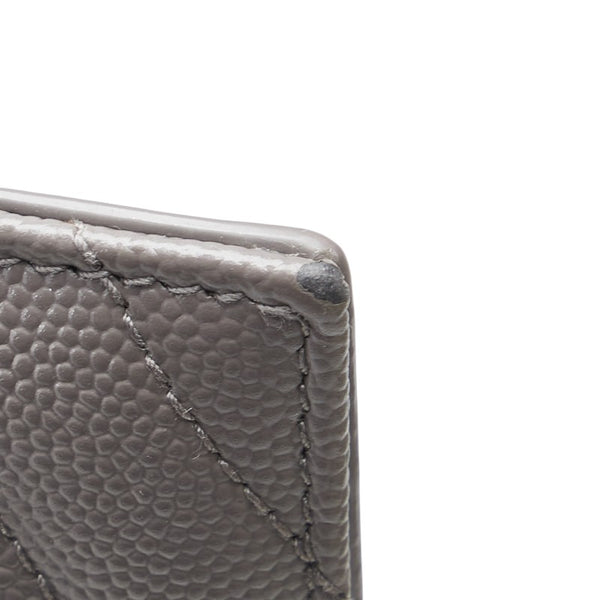 サンローラン YSLロゴ カサンドラ フラグメント カードケース グレー レザー レディース SAINT LAURENT 【中古】