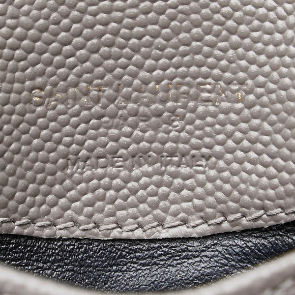サンローラン YSLロゴ カサンドラ フラグメント カードケース グレー レザー レディース SAINT LAURENT 【中古】