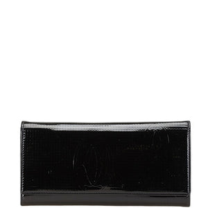 カルティエ ハッピーバースデー 長財布 ブラック エナメル レディース CARTIER 【中古】